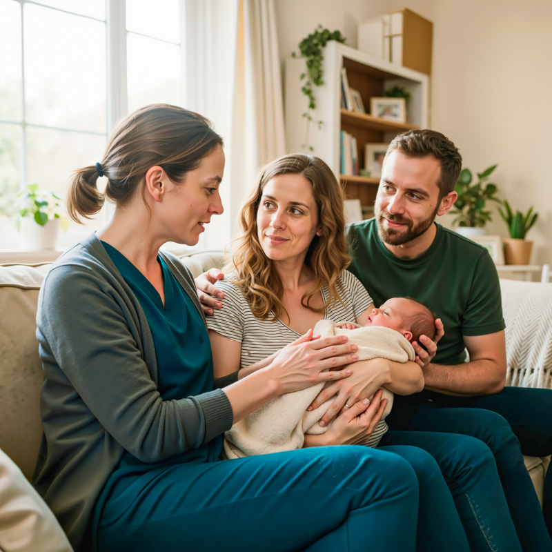 Familie zuhause bei der Wochenbettbetreuung
